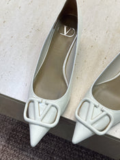 VALENTINO 26S HIGH HEELS 40 MM IN WHITE PATENT CALFSKIN