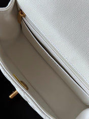 CHANEL 25S FLAP BAG 20 CM IN WHITE CAVIAR LEATHER WITH GOLD HARDWARE
