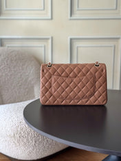 CHANEL 25S CLASSIC FLAP BAG 25 CM IN LIGHT BROWN LAMBSKIN WITH GOLD HARDWARE