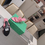 STRAPPY HIGH-HEELED SANDALS IN WEWAK PINK STUDDED WAX-OIL SHEEPSKIN