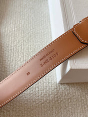 CELINE 25S BELT 25MM IN BROWN CALFSKIN SILVER HARDWARE 561793