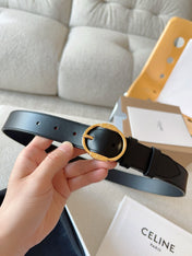 CELINE 25S SMALL 30MM WESTERN BELT IN BLACK CALFSKIN 566636