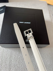 YSL 25S BELT 20 MM IN CREAM WHITE CALFSKIN 571016