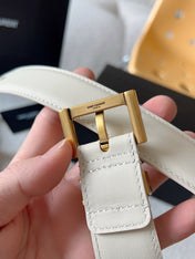 YSL 25S BELT 30 MM IN CREAM WHITE CALFSKIN 571019