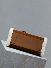 SAC DE JOUR 26 IN BROWN SUEDE AND WHITE SHEARLING TRIM