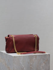 YSL 25S CALYPSO HANDBAG 26 IN BURGUNDY LAMBSKIN GOLD HARDWARE