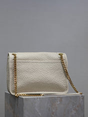 NIKI MEDIUM 28 IN WHITE ELEPHANT PATTERN LAMBSKIN GOLD LOGO