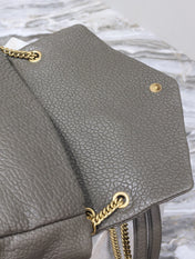 YSL 25S CALYPSO BAG 38 IN ARMY GREEN GRAINED LAMBSKIN GOLD HARDWARE