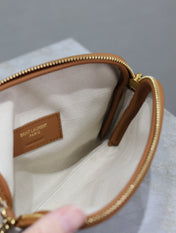 GABY ZIPPED POUCH 19 IN WHITE MIX BROWN COTTON GOLD HARDWARE