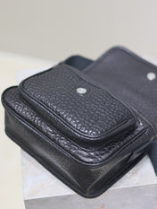 NIKI BABY 22 IN BLACK ELEPHANT PATTERN LAMBSKIN SILVER LOGO