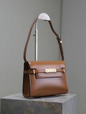 MANHATTAN SMALL 24 IN BRONZE BROWN CALFSKIN GOLD HARDWARE