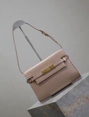 MANHATTAN SMALL 24 IN DARK BEIGE SMOOTH LAMBSKIN GOLD HARDWARE