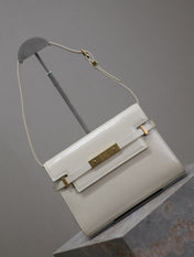 MANHATTAN SMALL 24 IN WHITE SMOOTH LAMBSKIN GOLD HARDWARE