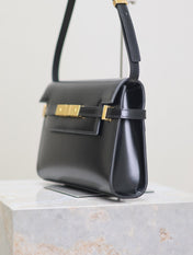 MANHATTAN SMALL 24 IN BLACK SMOOTH LAMBSKIN GOLD HARDWARE