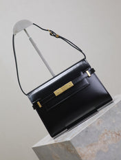 MANHATTAN SMALL 24 IN BLACK SMOOTH LAMBSKIN GOLD HARDWARE