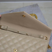 ENVELOPE CHAIN BAG 22 IN SEPIA TAN LAMBSKIN GOLD HARDWARE