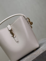 YSL 25S LE 37 MINI 15 IN DUSTY GRAY CALFSKIN GOLD HARDWARE