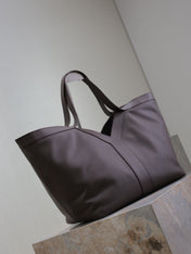 YSL 25S Y TOTE 50 IN PURPLE BROWN CALFSKIN GOLD HARDWARE