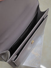 YSL 25S SUNSET MM 25 IN GRAYISH PURPLE CALFSKIN GOLD HARDWRE