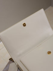 YSL 25S SUNSET MM 25 IN IVORY CALFSKIN GOLD HARDWARE