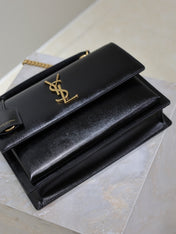 YSL 25S SUNSET MM 25 IN BLACK CALFSKIN GOLD HARDWRE