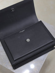 YSL 25S SUNSET MEDIUM 22 IN BLACK GRAINED CALFSKIN SILVER HARDWRE