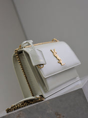 YSL 25S SUNSET BAG 22 IN IVORY CALFSKIN GOLD HARDWARE