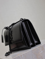 YSL 25S SUNSET BAG 22 IN BLACK CALFSKIN BLACK HARDWRE