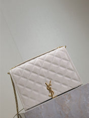 BECKY 26 IN WHITE QUILTED LAMBSKIN GOLD HARDWARE