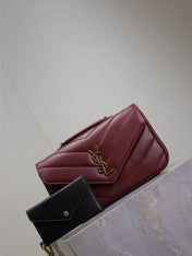 LOULOU SMALL 24 IN BURGUNDY RED SHEEPSKIN GOLD HARDWARE