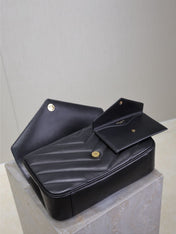 LOULOU MEDIUM 29 IN BLACK SHEEPSKIN GOLD HARDWARE