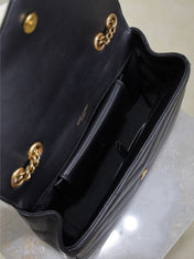 LOULOU SMALL 24 IN BLACK SHEEPSKIN GOLD HARDWARE
