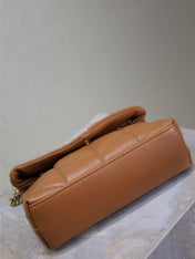 YSL 25S LOULOU PUFFER MINI 23 IN CARAMEL CALFSKIN GOLD HARDWARE
