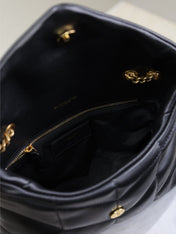 YSL 25S LOULOU PUFFER MINI 23 IN BLACK CALFSKIN GOLD HARDWRE