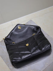 YSL 25S LOULOU PUFFER MINI 23 IN BLACK CALFSKIN GOLD HARDWRE