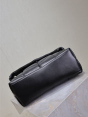 YSL 25S LOULOU PUFFER GM 35 IN BLACK CALFSKIN SILVER HARDWARE