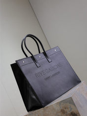 YSL 25S RIVE GAUCHE LARGE TOTE BAG 48 IN BLACK CALFSKIN