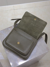 YSL 25S NIKI BABY 22 IN DARK OLIVE BROWN CALFSKIN GOLD HARDWARE