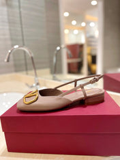 VALENTINO 26S SLINGBACK IN BEIGE PINK SMOOTH CALFSKIN
