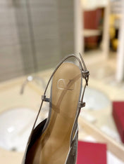 VALENTINO 26S SLINGBACK IN LIGHT GREY PATENT CALFSKIN