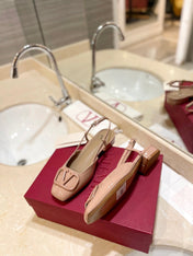 VALENTINO 26S SLINGBACK IN LIGHT BEIGE PINK PATENT CALFSKIN