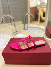 VALENTINO 26S ROCKSTUD CAGED SANDALS IN PINK CALFSKIN