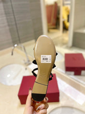 VALENTINO 26S ROCKSTUD CAGED SANDALS IN BLACK SMOOTH CALFSKIN