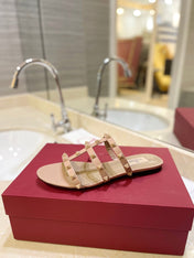 VALENTINO 26S ROCKSTUD CAGED SANDALS IN NUDE CALFSKIN