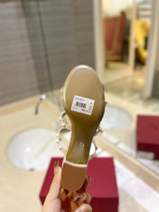 VALENTINO 26S ROCKSTUD CAGED HEELED SANDALS 60 MM IN CREAM WHITE CALFSKIN
