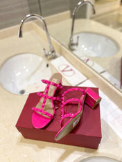 VALENTINO 26S ROCKSTUD CAGED HEELED SANDALS 60 MM IN PINK CALFSKIN