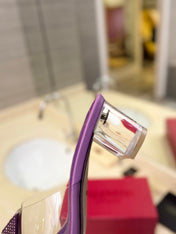 HIGH MULE 60MM IN MAUVE PURPLE SHEEPSKIN AND TRANSPARENT PVC