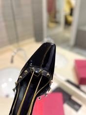 ROCKSTUD SLINGBACK IN BLACK CALFSKIN 50MM