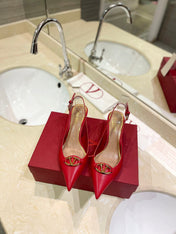 VALENTINO 26S SLINGBACK PUMPS 65 MM IN RED CALFSKIN