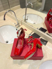 VALENTINO 26S ANKLE STRAP PUMPS 60 MM IN RED PATENT CALFSKIN